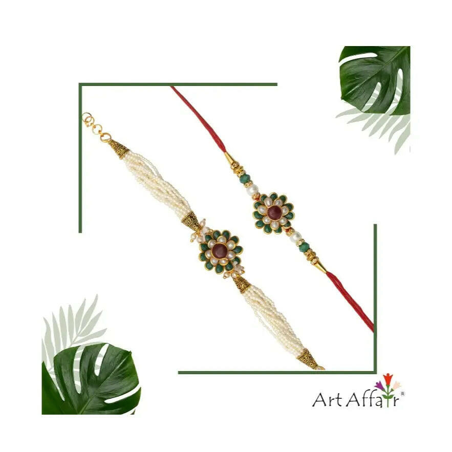 Fashtales Handicrafts Bhai & Bhabhi Rakhi With Plate, Multi-colored