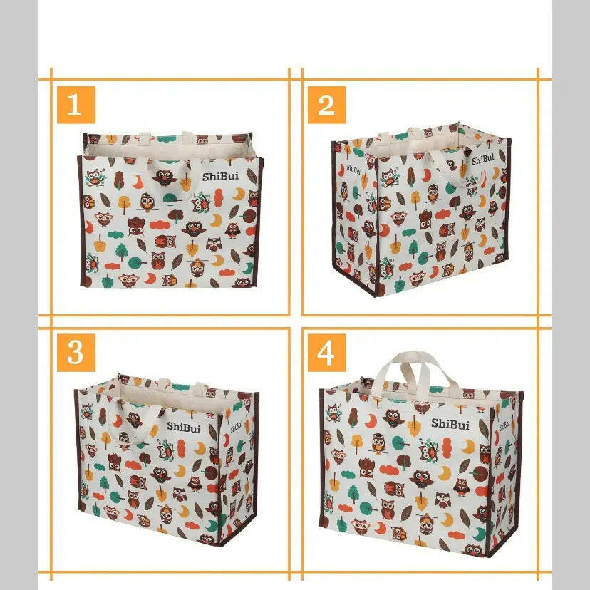 Fashtales handicrafts Big Heavy Duty Large Eco Waterproof Cotton Canvas Cloth Grocery Shopping Bag for Men Ladies Vegetable Milk Fruits with Hand Carry Handle Lunch Box Jhola Tote Bags (Owl) (1)