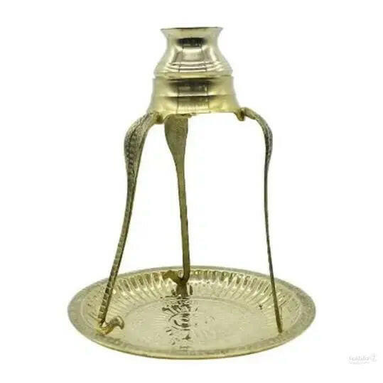 Brass Shivalingam Abhishekam Stand with Kalashm Lota and Om Design Pooja Plate for Puja, Shivratri, Saawan