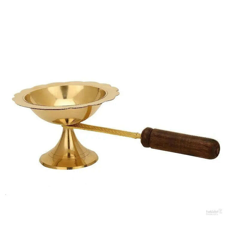 Brass Dhoop Diya and Small Aarti Diya for Pooja Combo Medium Size Kapoor Aarti Lamp/Dhoop Stand Diya Aarti for Gifting and Religious