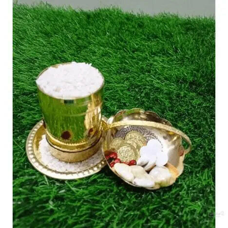 Brass Kubera Laks Pooja Padi/Kunjam Set