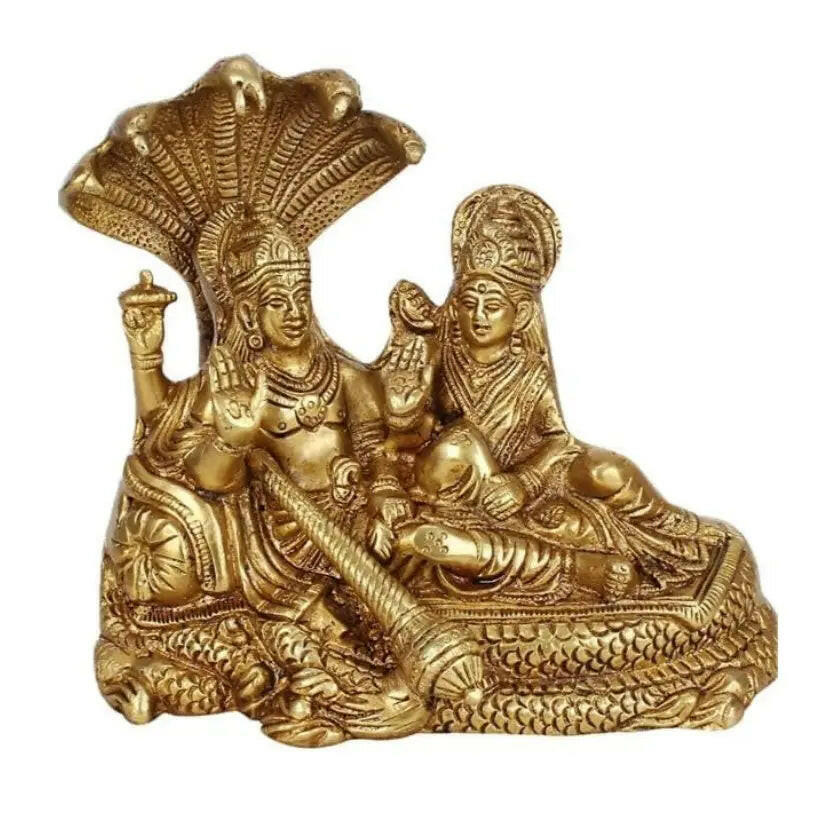 Brass Lakshmi Vishnu Idol God Goddess Statues Religious Deity Laxmi Vishnu Resting On Sheshnaag Fashtales Handicrafts