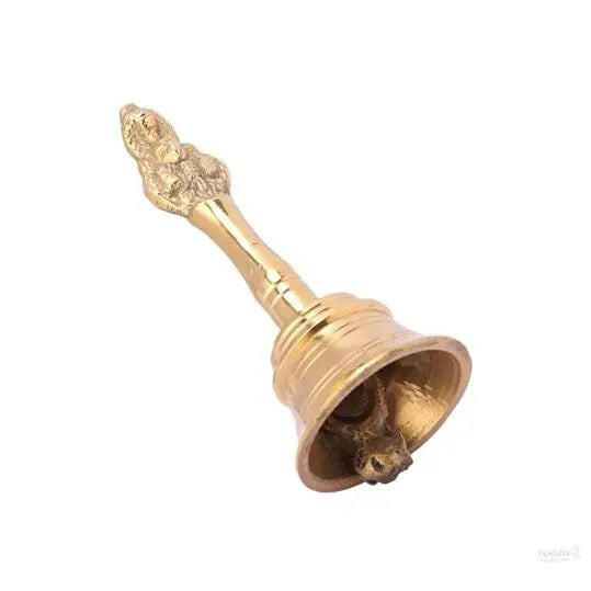 Brass Pooja Bell / Ghanti for home temple / Pooja Room Garuda Gold