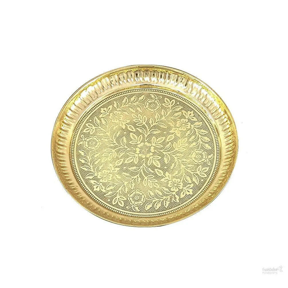 Brass Pooja Pital Aarti Thali for Puja || Pooja Items || Home & Office || Size - 8 Inches
