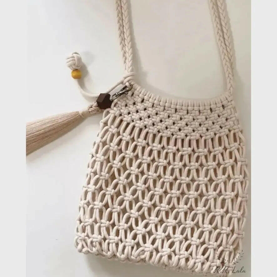 Fashtales handicrafts Cotton Handmade Shoulder Bag For Shopping Gift Office Makeup Handbag With Handle Macrame Trandy Sling Bag Envelope For Womens and Girls OFF WHITE