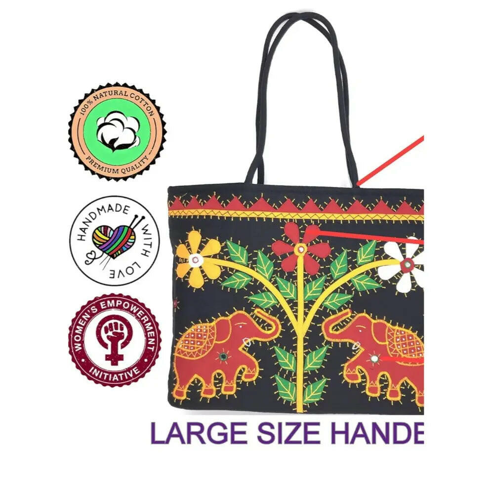 Fashtales handicrafts Handmade Cotton Embroidery Shoulder Hobo bag for women Traditional Banjara Design Party Handbags for Women Multicolour Tote bag