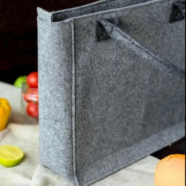 Fashtales handicrafts Handmade Felt Tote Shoulder Bag Stylish Durable Large Capacity Perfect for Shopping Work Travel Lightweight Bag with Dark Grey Handle