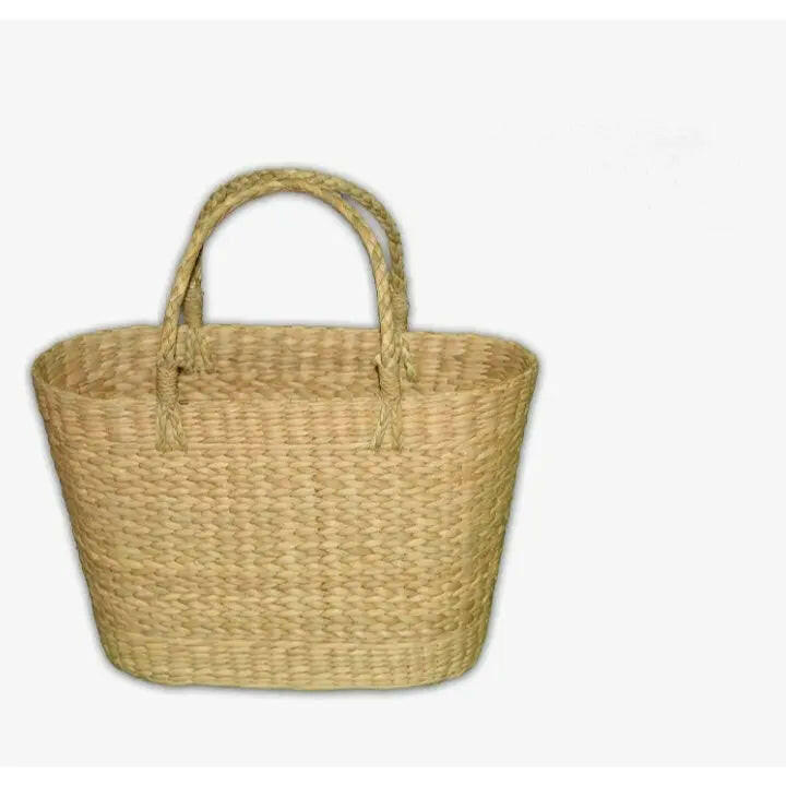 Fashtales handicraft Handmade Oval Shaped Tote Handbag For Women/Handwoven Dry Grass Straw Bag/Natural Sea Grass Fiber Jute Shopping Bag