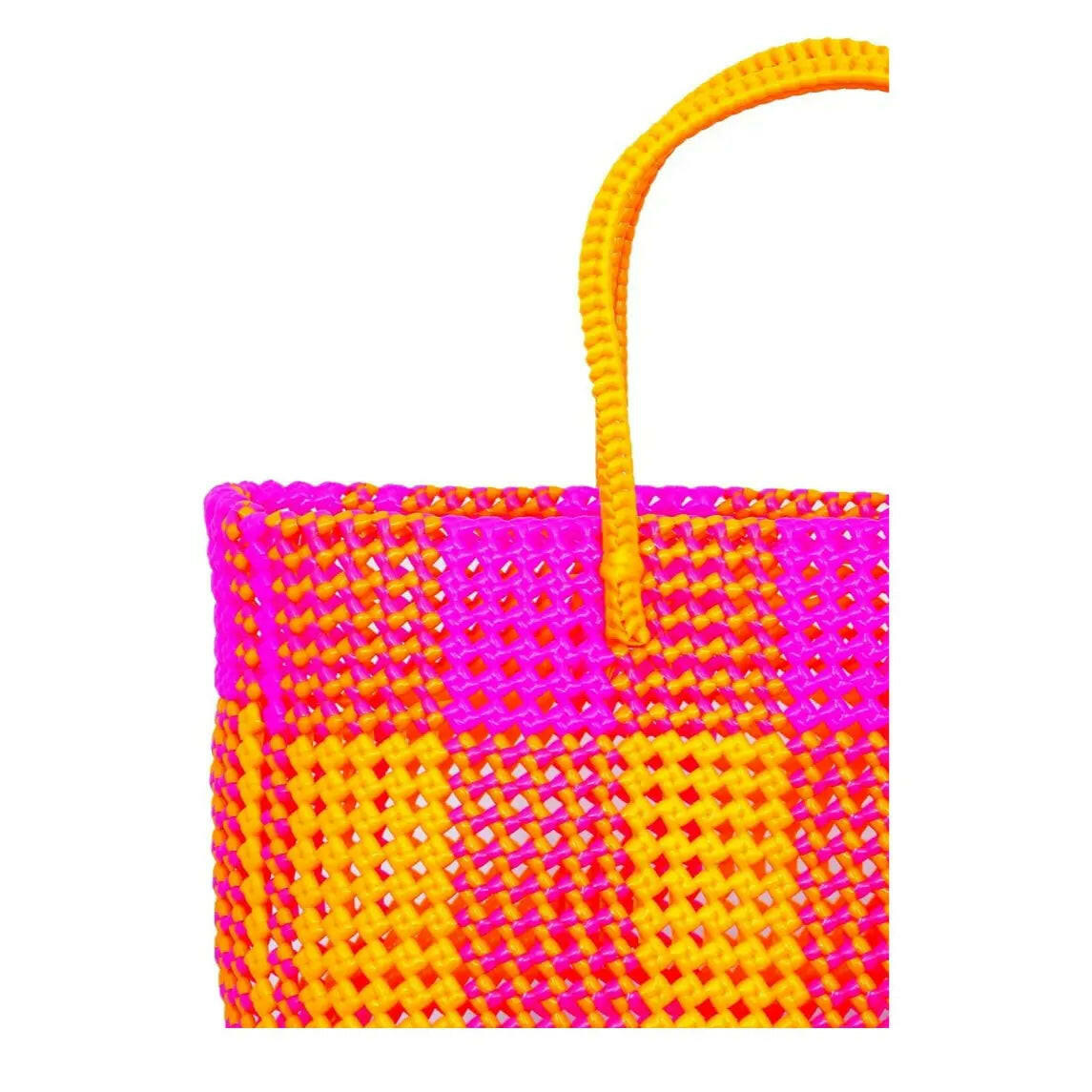 Fashtales handicrafts Handmade Reusable Multipurpose Hand Made Reusable Washable Plastic Wire Grocery Bag/Koodai/கூடை/ टोकरी (30 CM Lx 25 CM Bx10CM W)