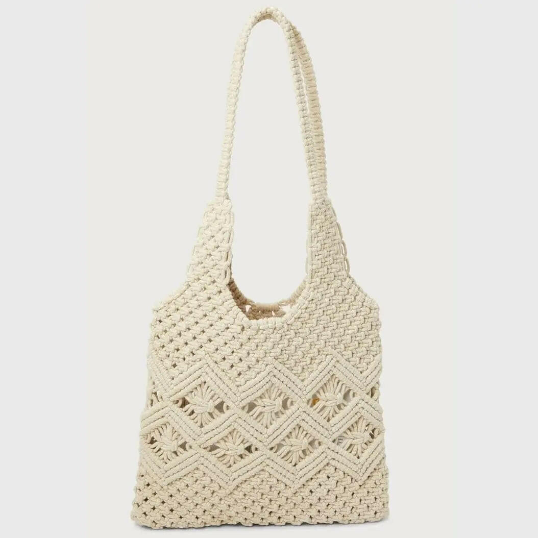 Fashtales handicrafts Macrame Shoulder Bag, Handmande Macrame Reusable Shopping Bag, Macramee Beach Bag, Boho Handmade Tote Bag, Gift For Mom Bohemian Woven Beige Handbags, Pack of 1