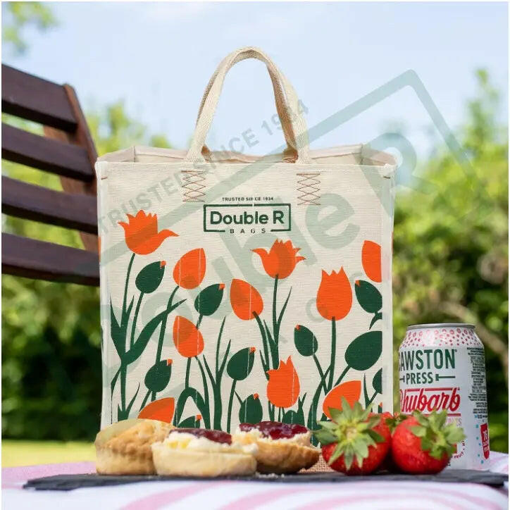Fashtales handicrafts Medium Laminated Cotton Canvas Grocery Shopping Bags for Carry Milk Fruits Vegetable with Reinforced Handles Jhola Bag - Kitchen Essential