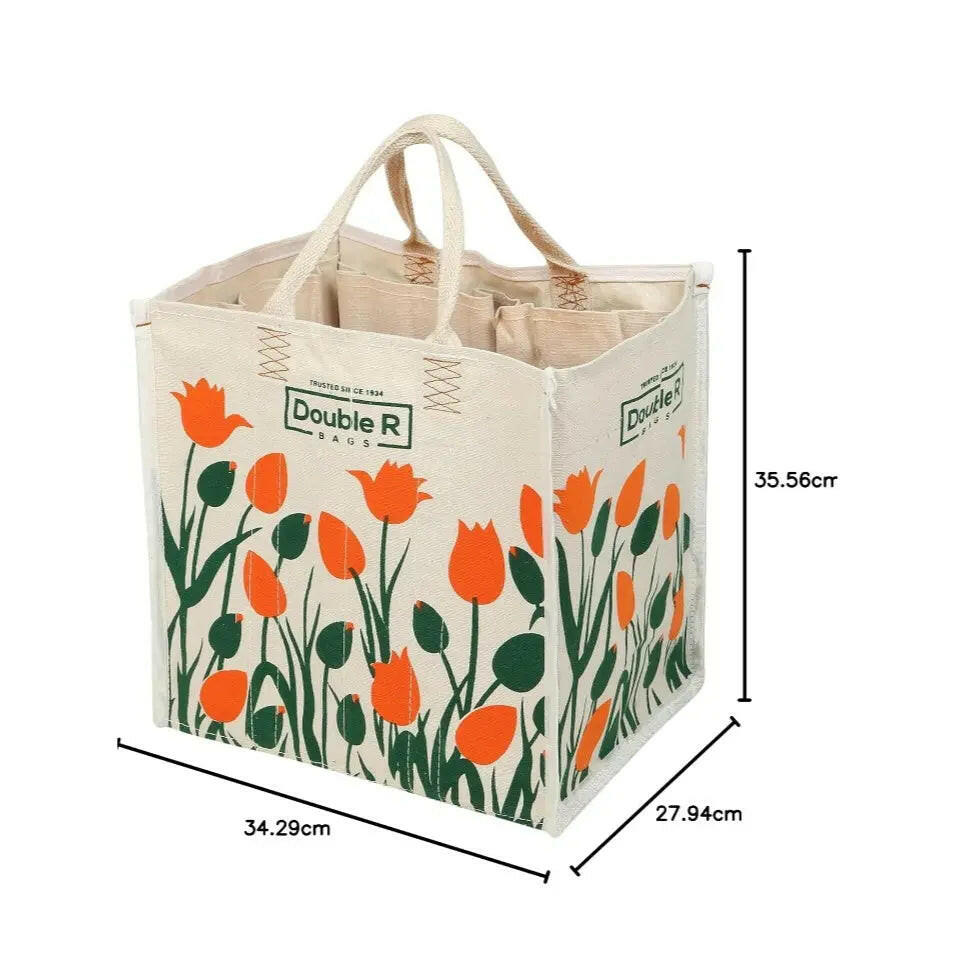 Fashtales handicrafts Medium Laminated Cotton Canvas Grocery Shopping Bags for Carry Milk Fruits Vegetable with Reinforced Handles Jhola Bag - Kitchen Essential