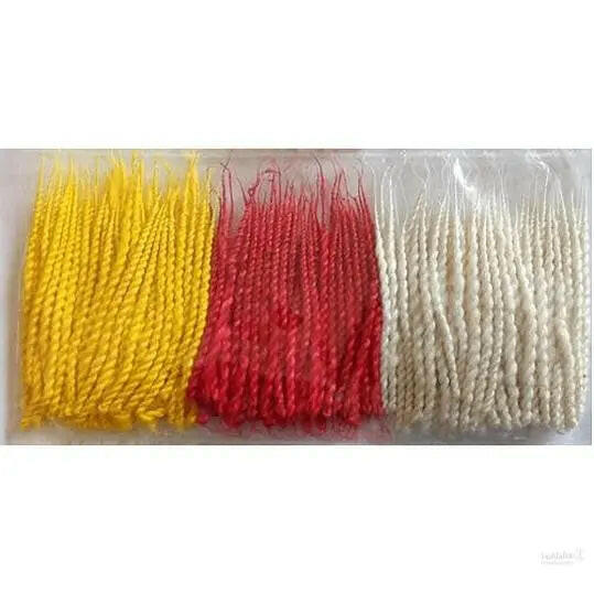 Phool Batti Long Cotton Wicks/Lambi Diya Batti/Akhand Jyot Batti for Puja Arti Navratri Special in Red, Yellow and White Color (Pack of 8)