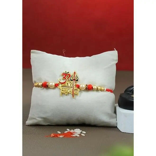 Fashtales Handicrafts Rakhi for Brother with Gift - Premium Rakhi for Bhaiya Men with Adiyogi Idol Statue and Card - Bracelet Rakhi for Brother