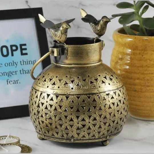 Tealight Candle Holder - Home Decor Items for Living Room, Size : 12 X 15 cms (Mini Pot Bird).