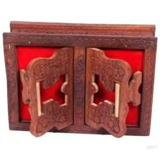 Wooden Holy Book Stand with Storage Box/ Rehal for Pooja Reading and storage Geeta Bible Quran Shiv Puran Ramayana Books