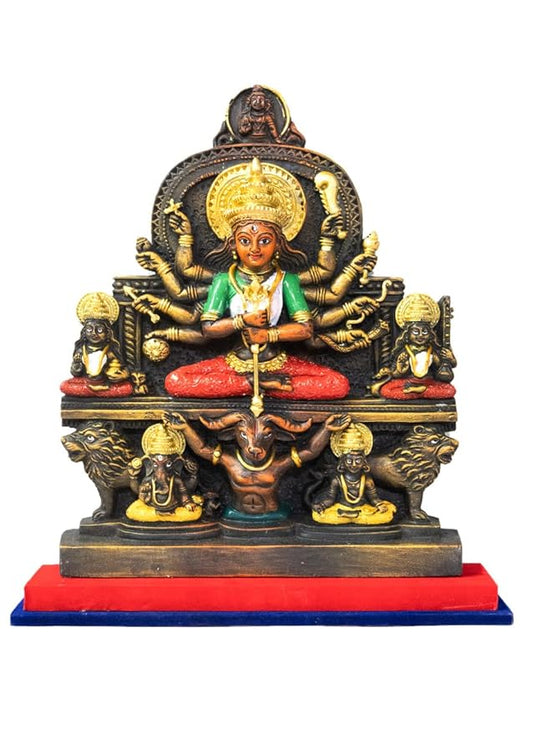 Fashtales Handicrafts Maa Durga Murti 14 inch | Durga Idol | Durga Mata Murti | Durga Statue | Durga Full Family | Durga Murty | Sherawali Maa Murti for Gifting & Home Decor | Polyresin Statue