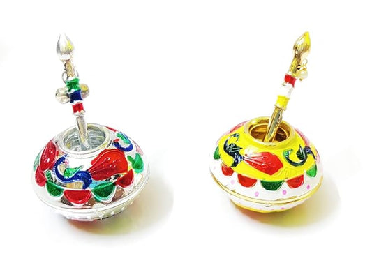 Fashtales Handicrafts Laddu Gopal Beautiful Designer Dahi Handi/Maakhan Matki for Janmashtami/Small Size/Multicolour / 2 Pcs / RK_1533