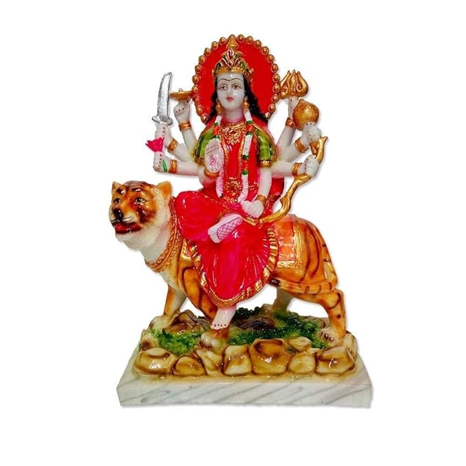 Fashtales Handicrafts Finishing Maa Durga Devi Idol Gift Item Made of Marble(Pack of 1)