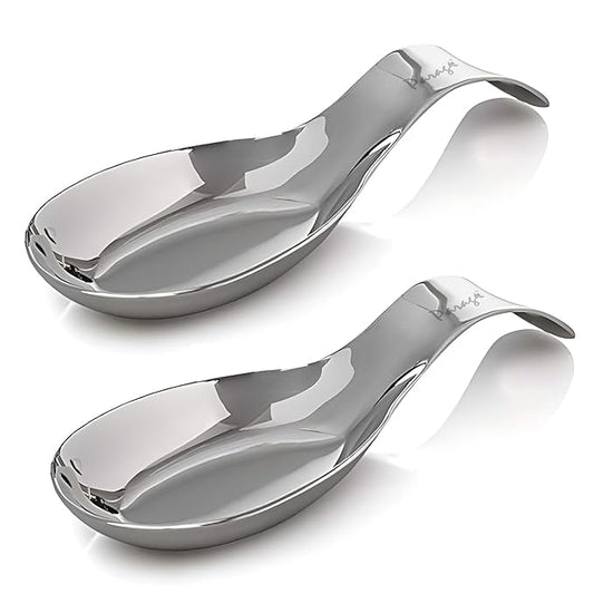 Fashtales Handicrafts Stainless Steel Spoon Rest for Home & Kitchen, Platform and Dining Table, Holding Messy Spoon While Cooking (Set of 2, 21.5 cm Long)