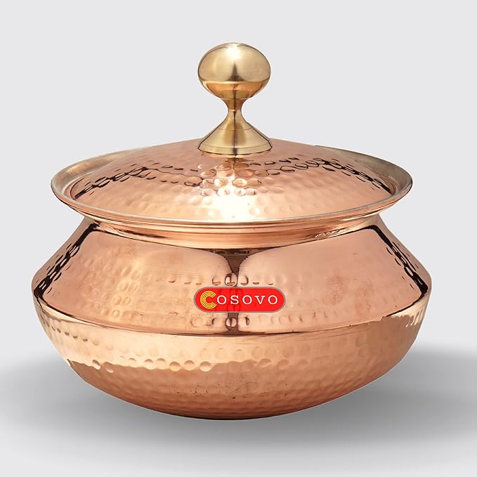 Fashtales Handicrafts Copper Handi/Sipri with Lid for Cooking & Serving