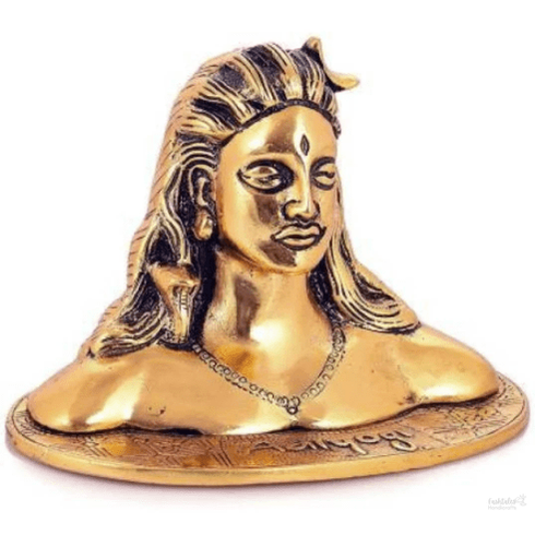 Adiyogi Shiva Statue Gold for Puja, Gift, Home, Office Decor and Car Dashboard | Mahadev Murti Idol | Shankara Statue- 12cm