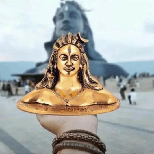 Adiyogi Shiva Statue Gold for Puja, Gift, Home, Office Decor and Car Dashboard | Mahadev Murti Idol | Shankara Statue- 12cm