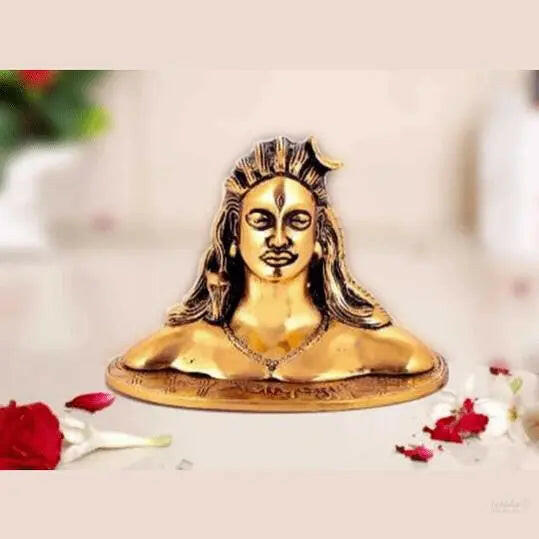 Adiyogi Shiva Statue Gold for Puja, Gift, Home, Office Decor and Car Dashboard | Mahadev Murti Idol | Shankara Statue- 12cm