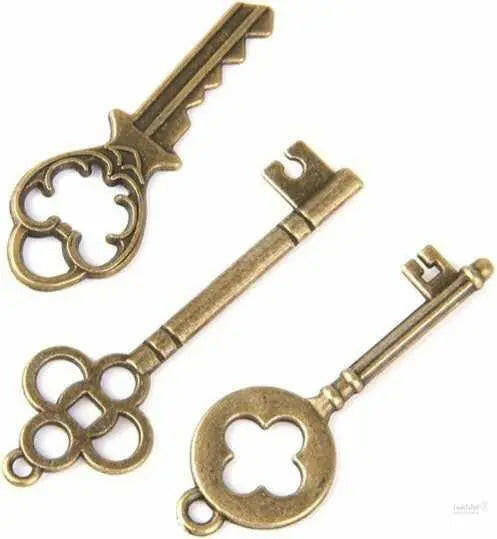 Antique Bronze Key Pendant Necklace Findings Charm Pendants 13pcs