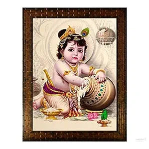 Baby krishna Painting Synthetic Wood, 27x30.5x1cm, Multicolour (GB1)