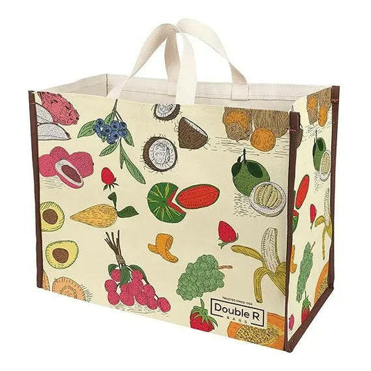 Fashtales handicrafts Bags Big Heavy Duty Large Waterproof Cotton Canvas Cloth Grocery Shopping Bag for Men Ladies Vegetable Milk Fruits with Hand Carry Handle Lunch Box Jhola Tote Bags (Pack of 1, fruits Print)