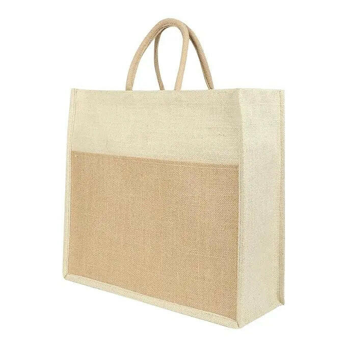 Fashtales handicrafts Bags Eco Friendly Jute Jhola Bag For Kitchen Essential Grocery Shopping, Carry Milk, Fruits, Vegetable With Reinforced Handles & Zipper (Pack Of 1)