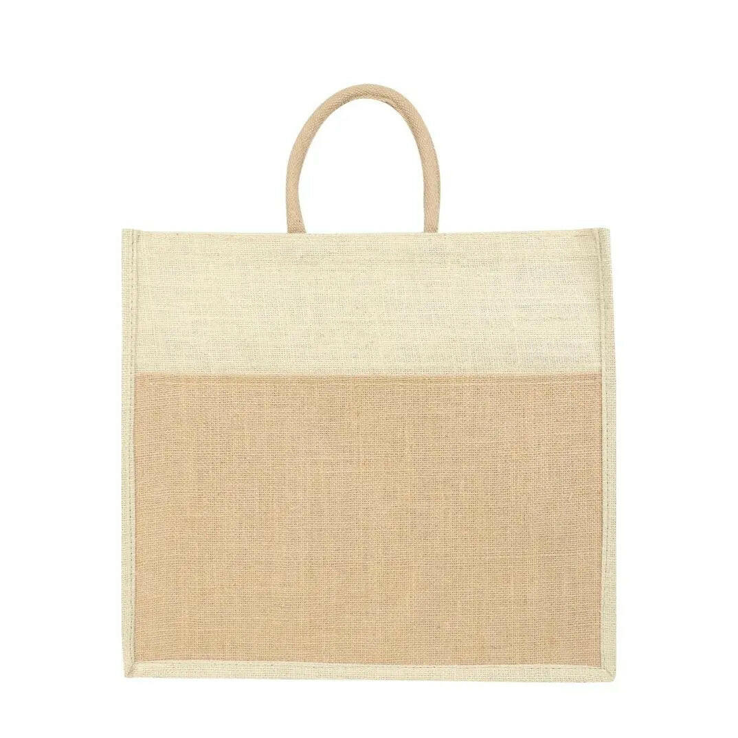 Fashtales handicrafts Bags Eco Friendly Jute Jhola Bag For Kitchen Essential Grocery Shopping, Carry Milk, Fruits, Vegetable With Reinforced Handles & Zipper (Pack Of 1)