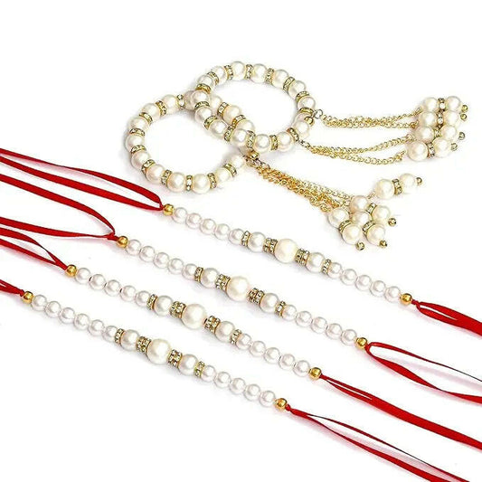 Fashtales Handicrafts Beautiful Combo Of 4 Motiladi Rakhi & Kada For Brother|For Bhaiya|For Bhaiya & Bhabhi For Unisex Adult