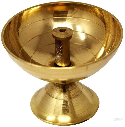 Brass Akhand Diya Oil Lamp for Pooja Purpose and Diwali (Set of 5, Diameter 4 cm)
