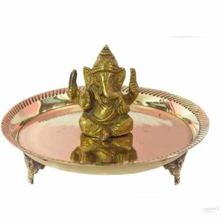 Brass Handcrafted Asan/Pooja Mukkali Stand/Thali