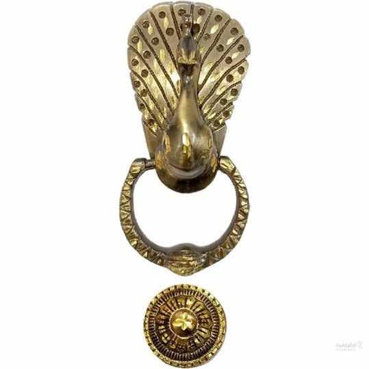 Brass Mayur Door Knocker | Peacock Shape Door Knocker | Pure Solid Brass Antique Finish | Door Knocker for Front Door