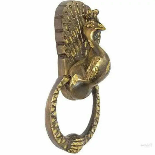 Brass Mayur Door Knocker | Peacock Shape Door Knocker | Pure Solid Brass Antique Finish | Door Knocker for Front Door