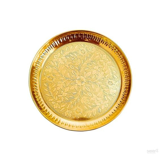 Brass Pooja Pital Aarti Thali for Puja || Pooja Items || Home & Office || Size - 8 Inches