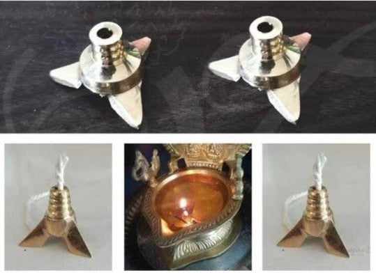 Brass Vilaku Thiri Holder/Stand For Pooja/Decor Size: 1 Inches