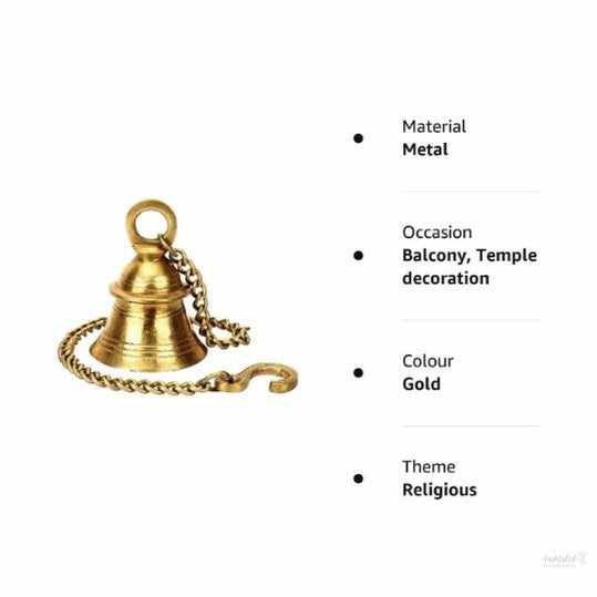 Brass Wall Hanging Bells for Home Mandir Temple Living Room Decoration Pooja Decorative Items Door Ding Dong Puja Bell Air