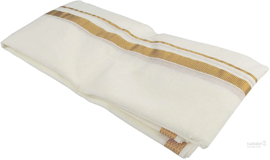 COTTON Men's Angavastram Towel (34 X 76-inch, White,Pack Of 3)