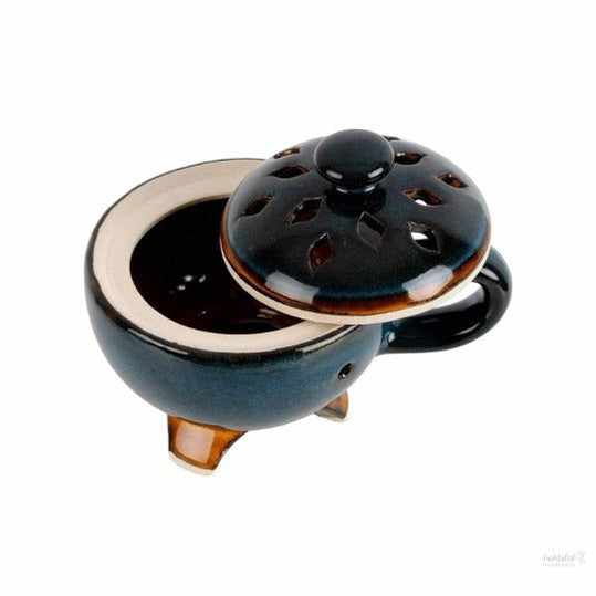 Ceramic Tribal Dhoopdaan - Handcrafted Stoneware Charcoal Incense Dhoop Burner(Round)