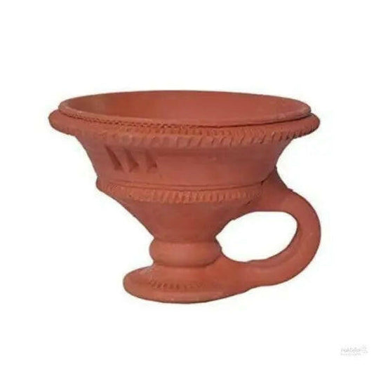 Clay diya/dhoop dan with handle, handmade