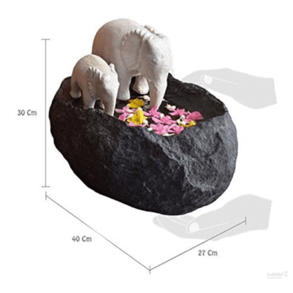 Concrete Yaanai Urli Bowl with elephant Black & White