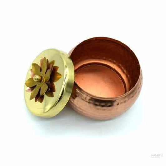 Copper Finish Metal Traditional Decorative Bowl for Festivals (Copper Brown)