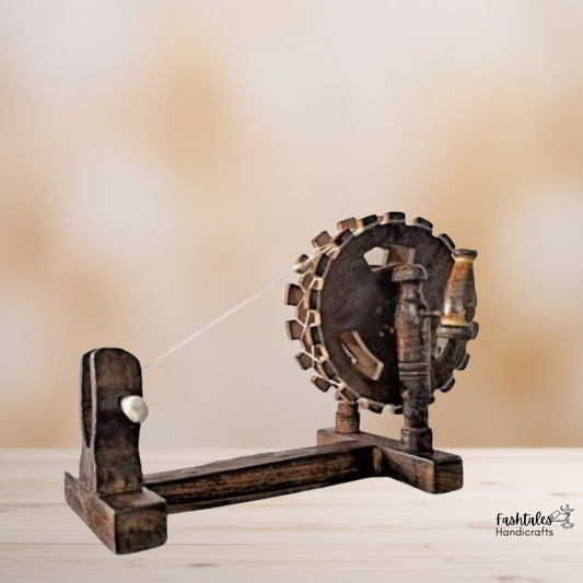 Fashtales Handicrafts Wooden Antique Craft Spinning Wheel Wooden Charkha Decorative Showpiece meduim size heavy wood