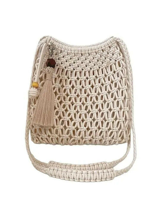 Fashtales handicrafts Cotton Handmade Shoulder Bag For Shopping Gift Office Makeup Handbag With Handle Macrame Trandy Sling Bag Envelope For Womens and Girls OFF WHITE