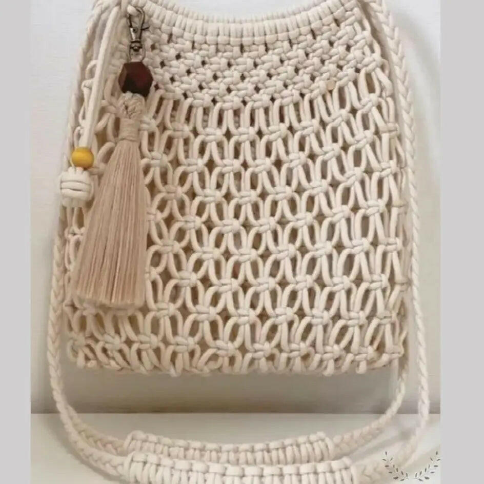 Fashtales handicrafts Cotton Handmade Shoulder Bag For Shopping Gift Office Makeup Handbag With Handle Macrame Trandy Sling Bag Envelope For Womens and Girls OFF WHITE