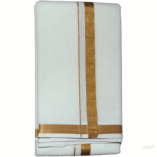 Cotton Men's Angavastram Towel (34 X 76-inch, White)